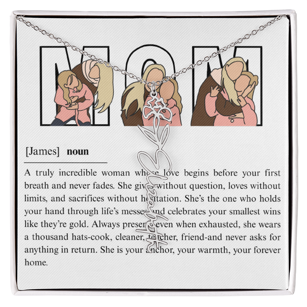 Personalized Mom Flower Name Necklace