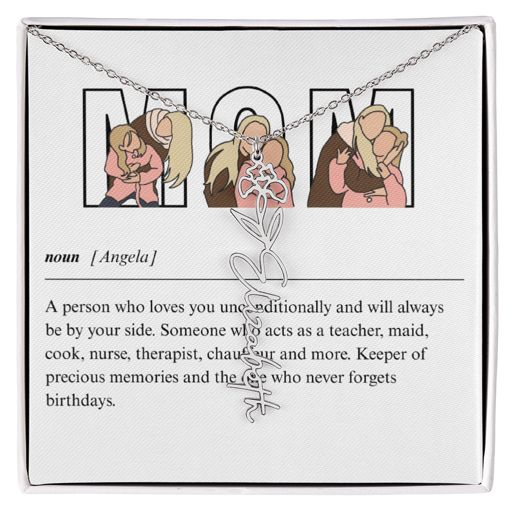 Personalized Mom Flower Name Necklace