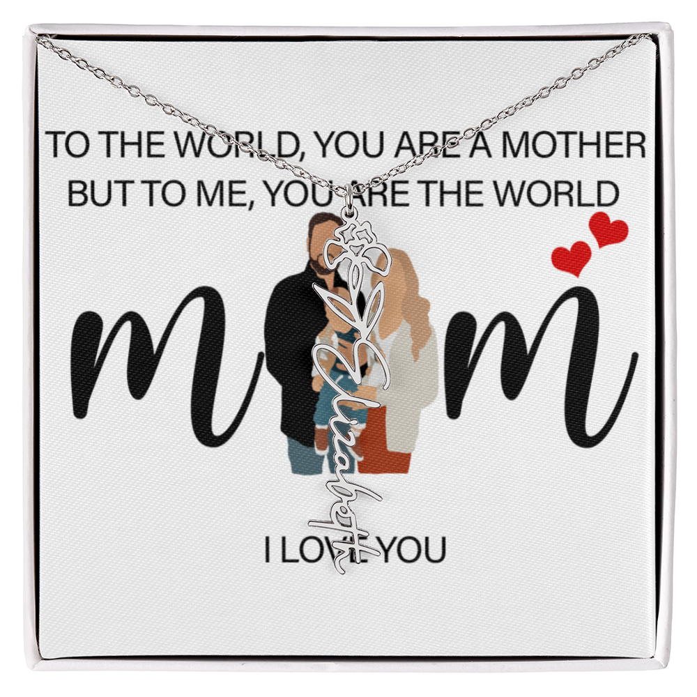 Personalized Mom Flower Name Necklace
