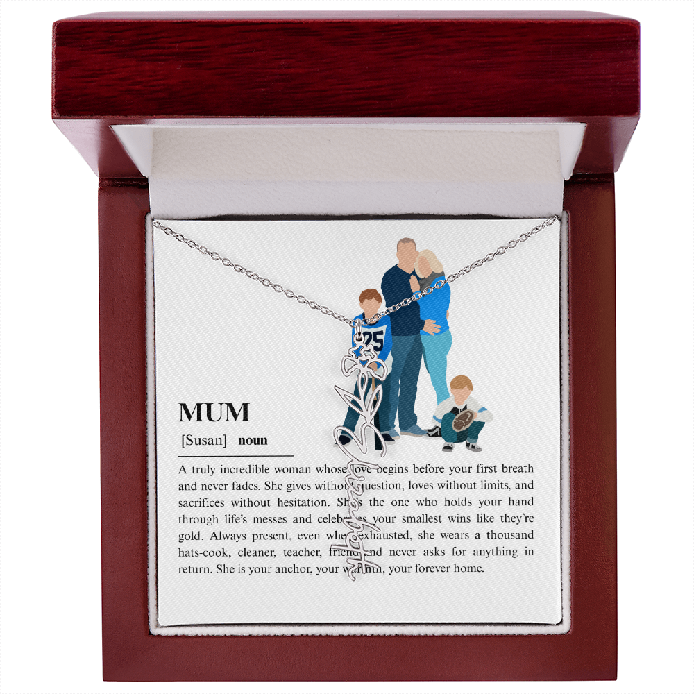 Personalized Mum Flower Name Necklace