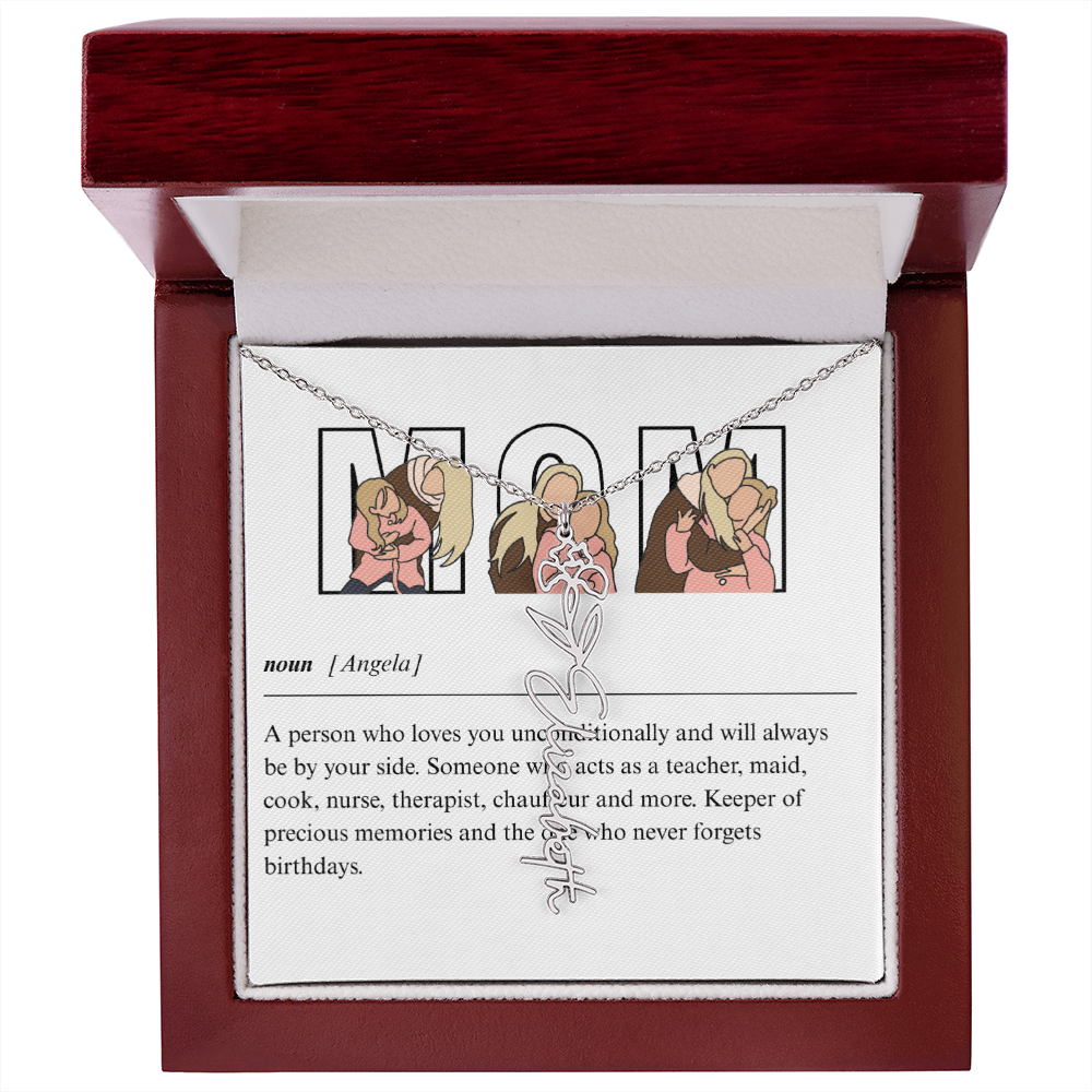 Personalized Mom Flower Name Necklace