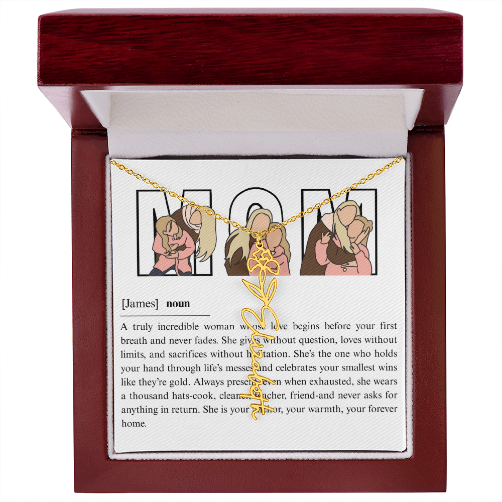 Personalized Mom Flower Name Necklace