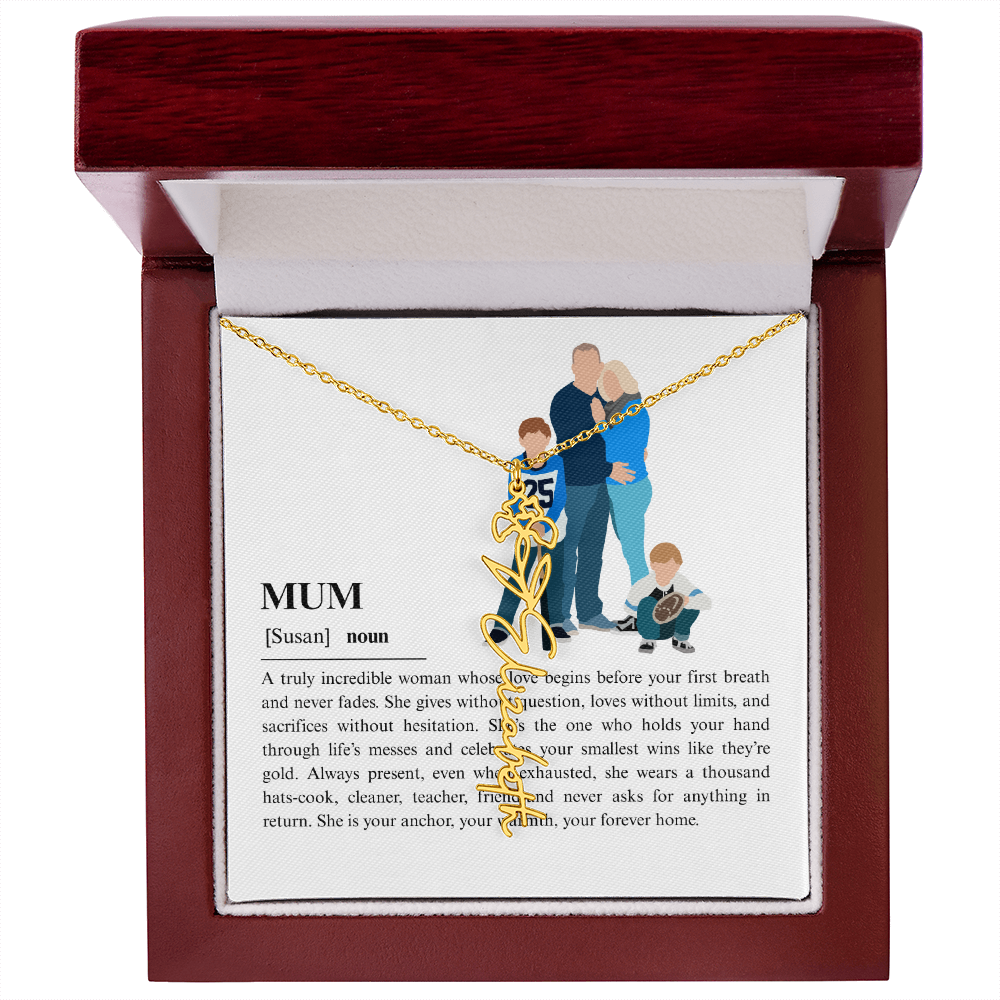 Personalized Mum Flower Name Necklace