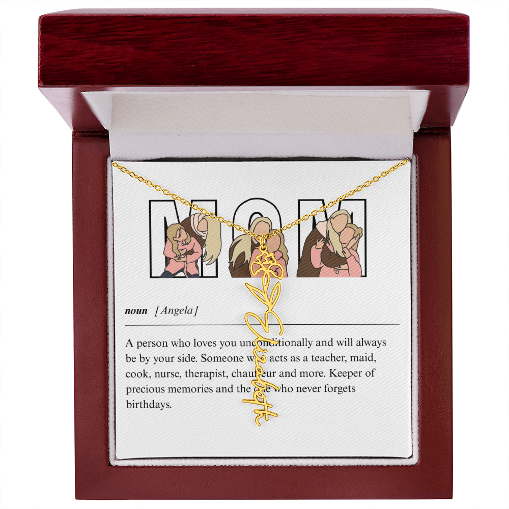 Personalized Mom Flower Name Necklace