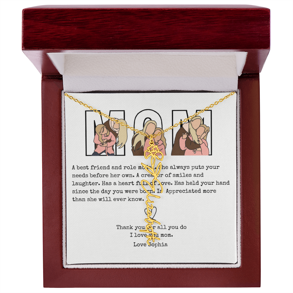 Personalized Mom Flower Name Necklace