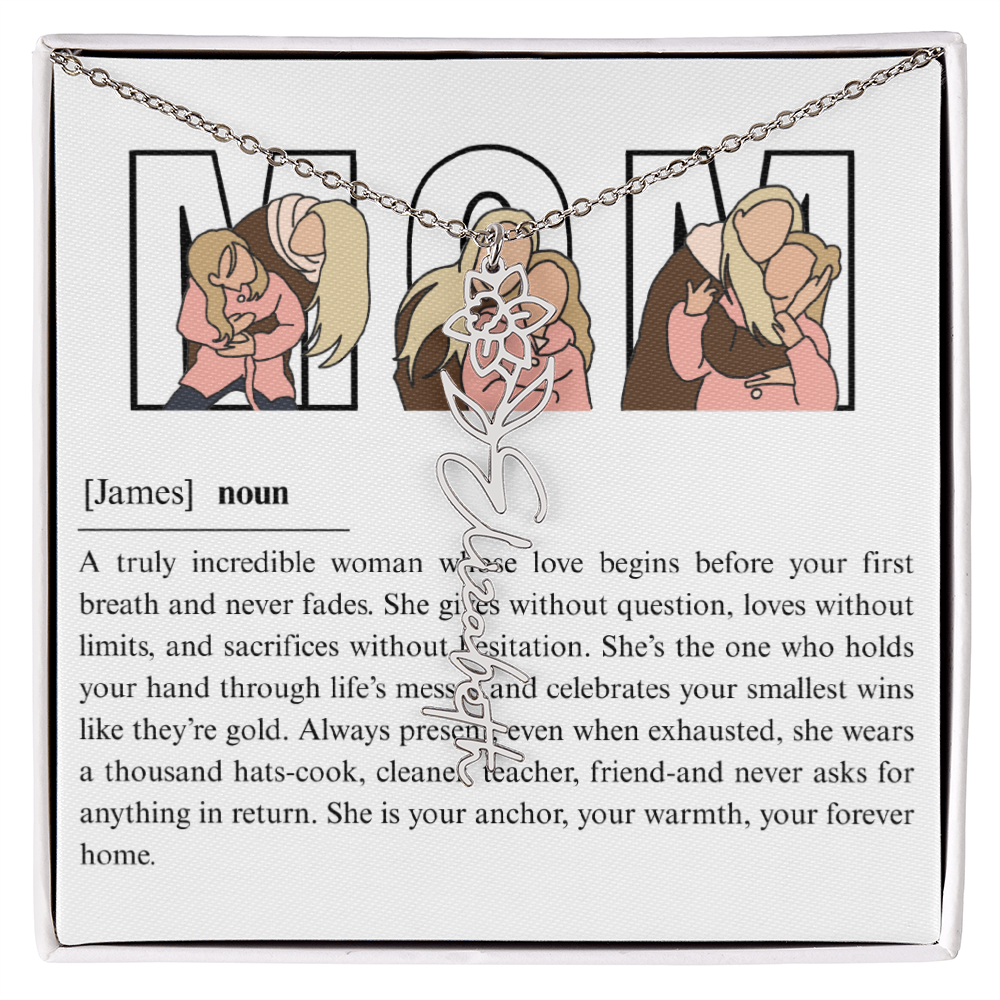 Personalized Mom Flower Name Necklace