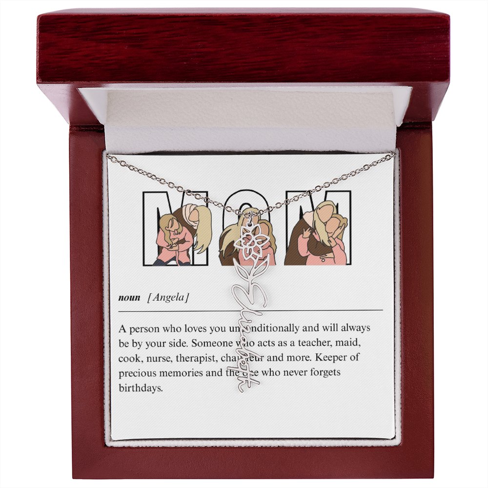 Personalized Mom Flower Name Necklace