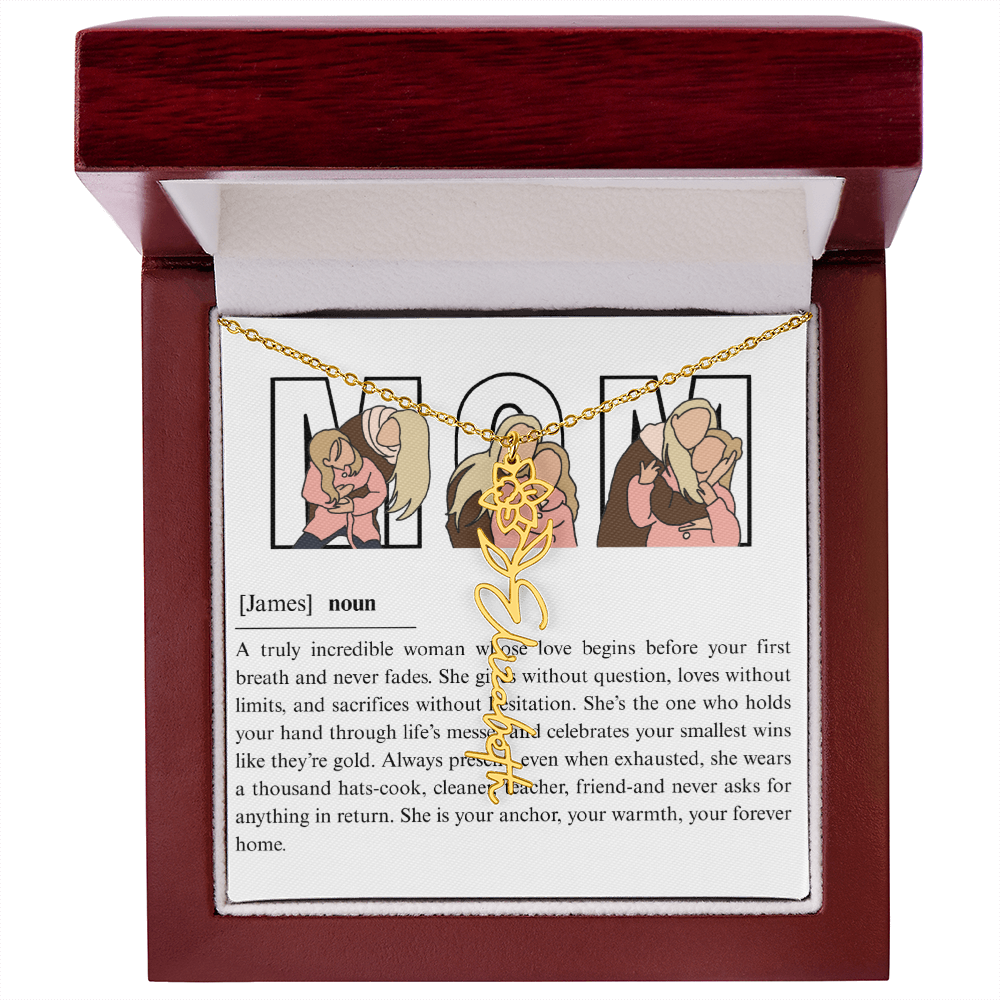 Personalized Mom Flower Name Necklace