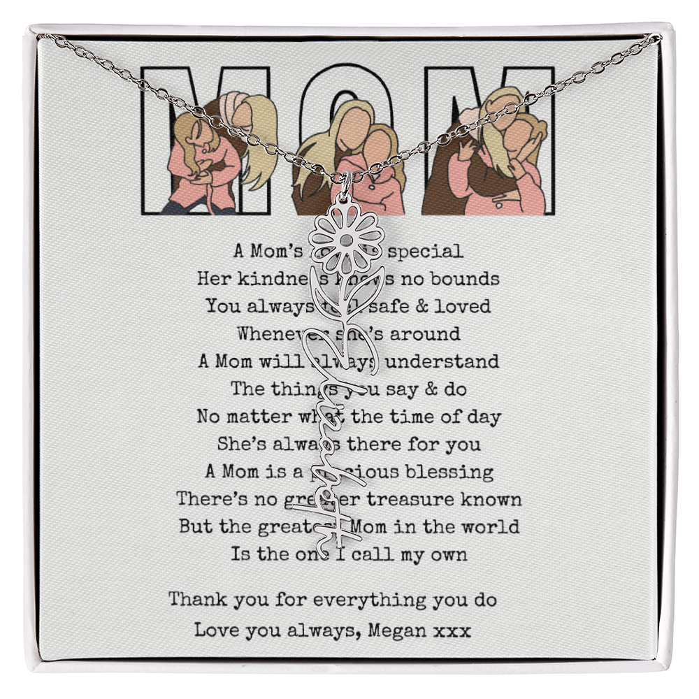 Personalized Mom Flower Name Necklace