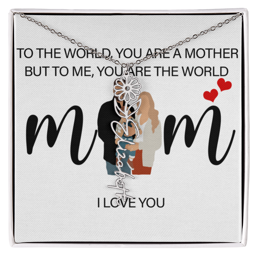 Personalized Mom Flower Name Necklace