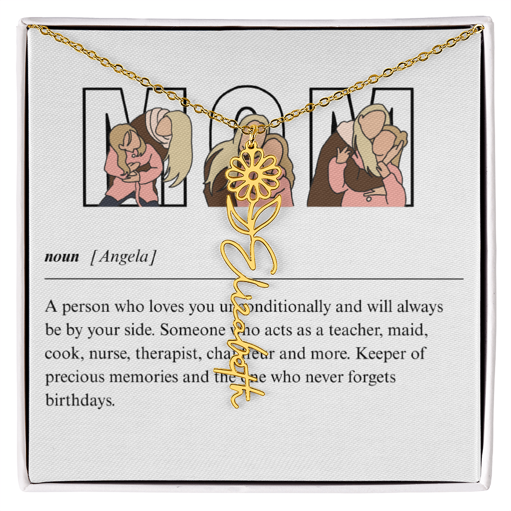 Personalized Mom Flower Name Necklace