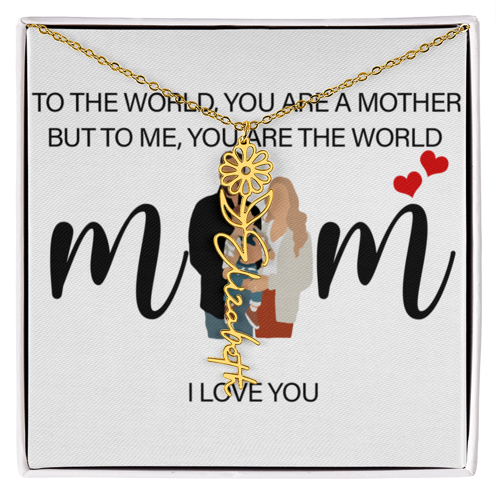 Personalized Mom Flower Name Necklace