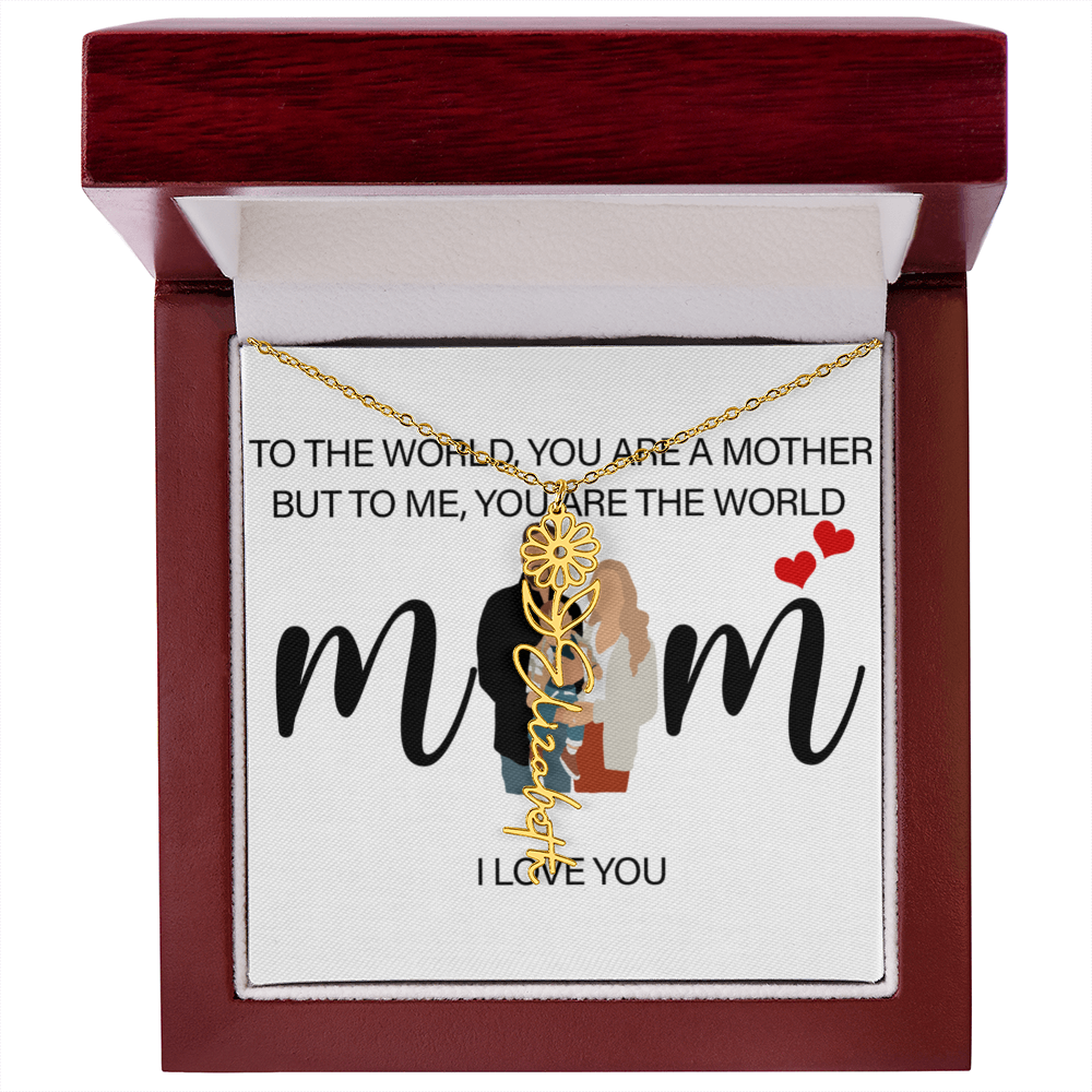 Personalized Mom Flower Name Necklace