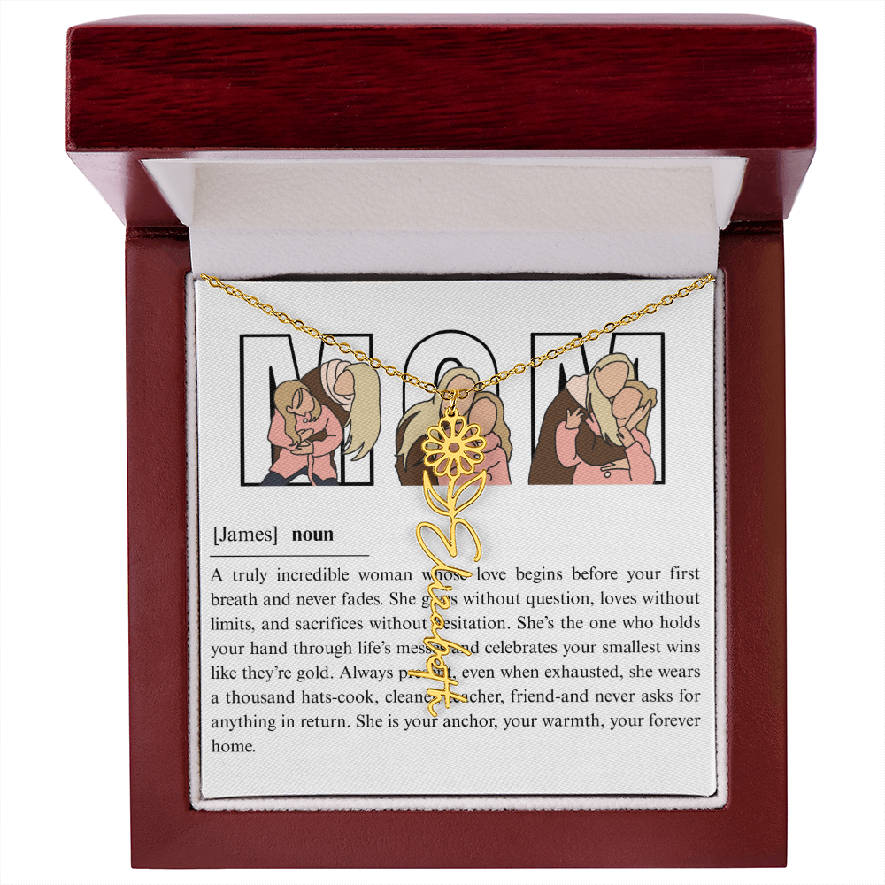 Personalized Mom Flower Name Necklace