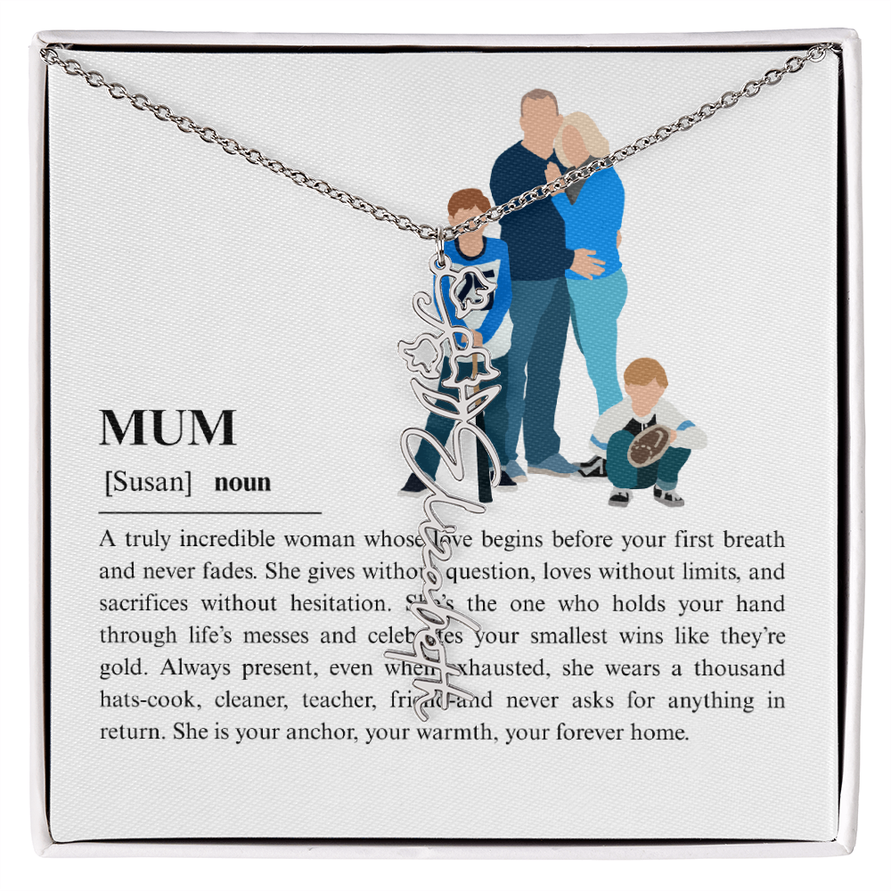 Personalized Mum Flower Name Necklace