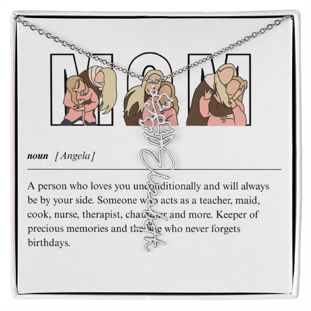 Personalized Mom Flower Name Necklace