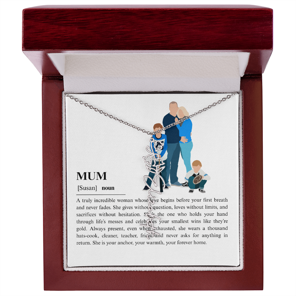 Personalized Mum Flower Name Necklace