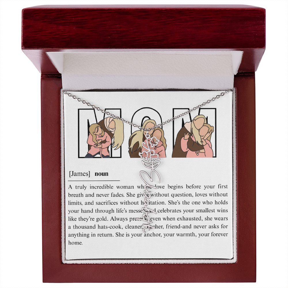 Personalized Mom Flower Name Necklace