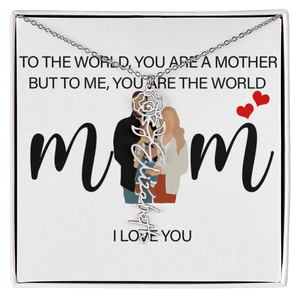 Personalized Mom Flower Name Necklace
