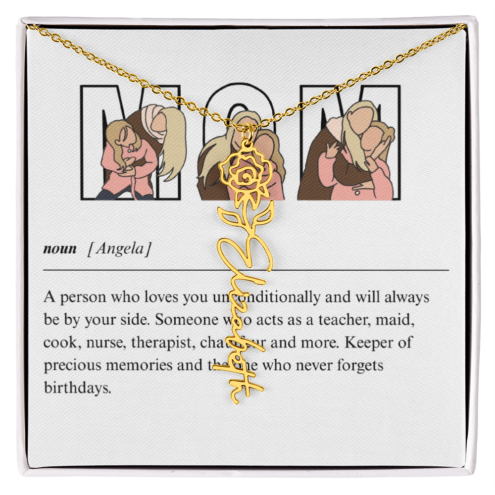 Personalized Mom Flower Name Necklace