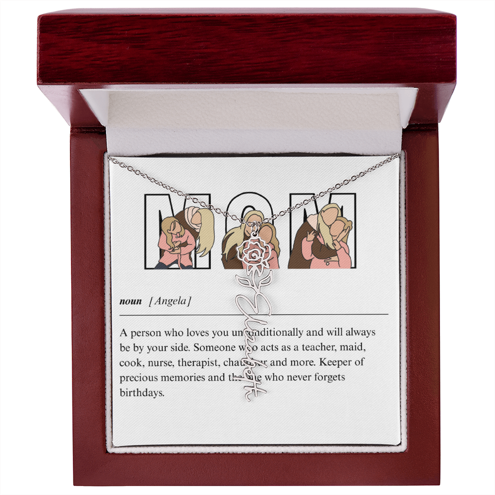 Personalized Mom Flower Name Necklace