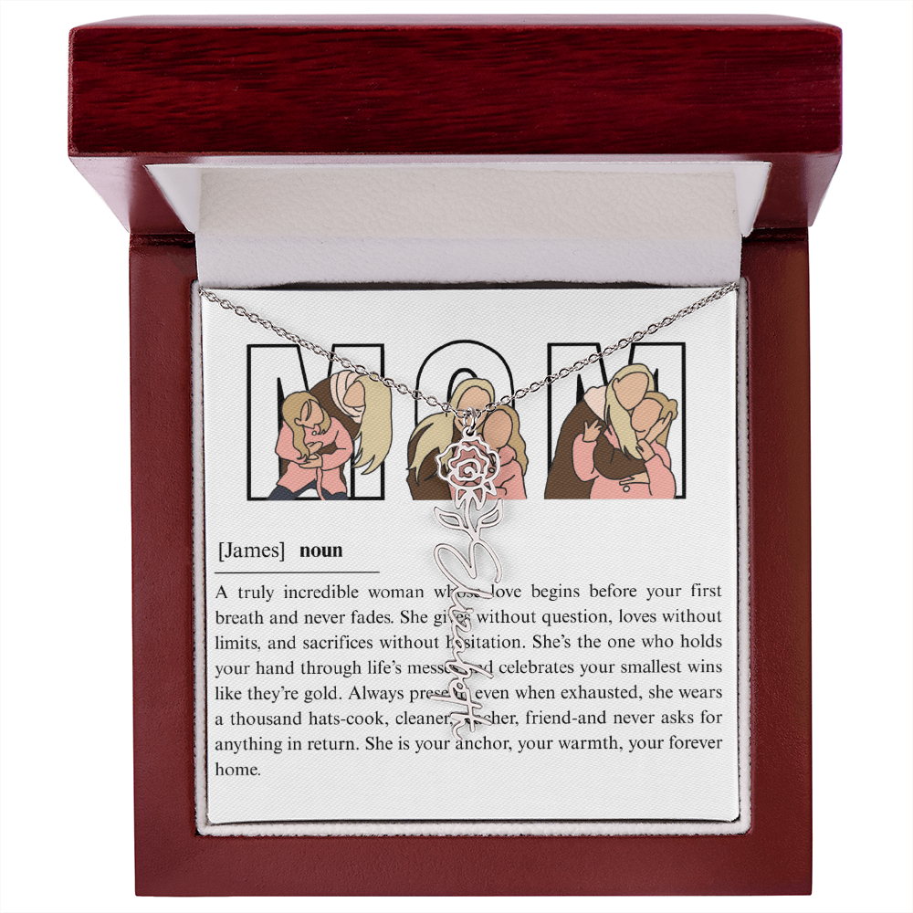 Personalized Mom Flower Name Necklace