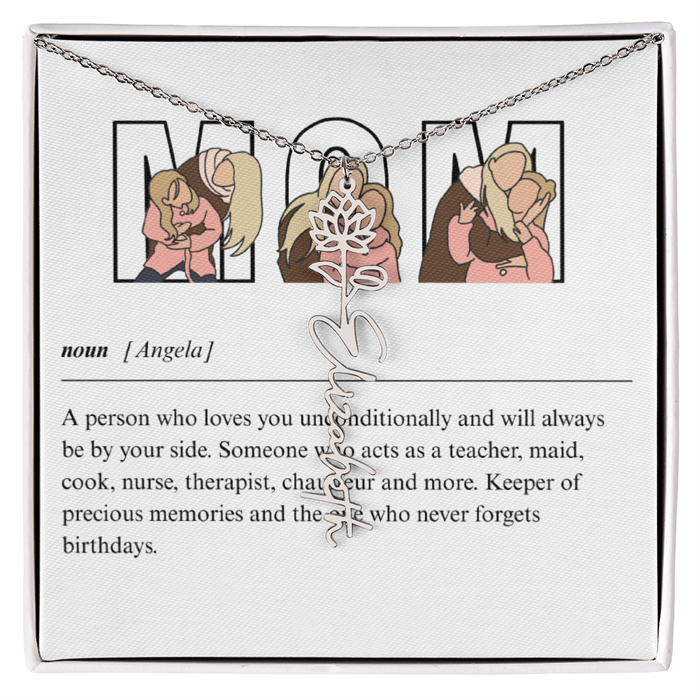 Personalized Mom Flower Name Necklace