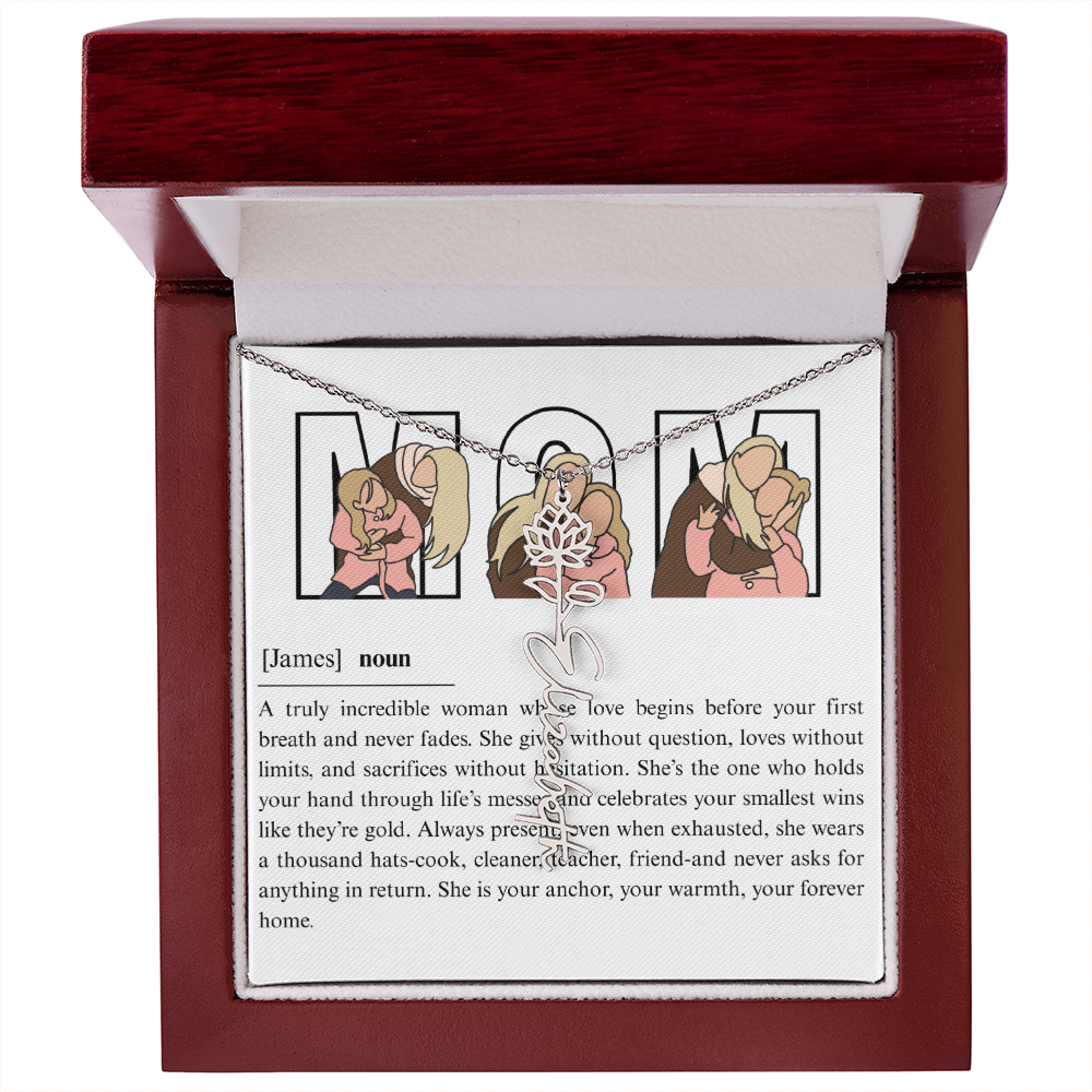 Personalized Mom Flower Name Necklace