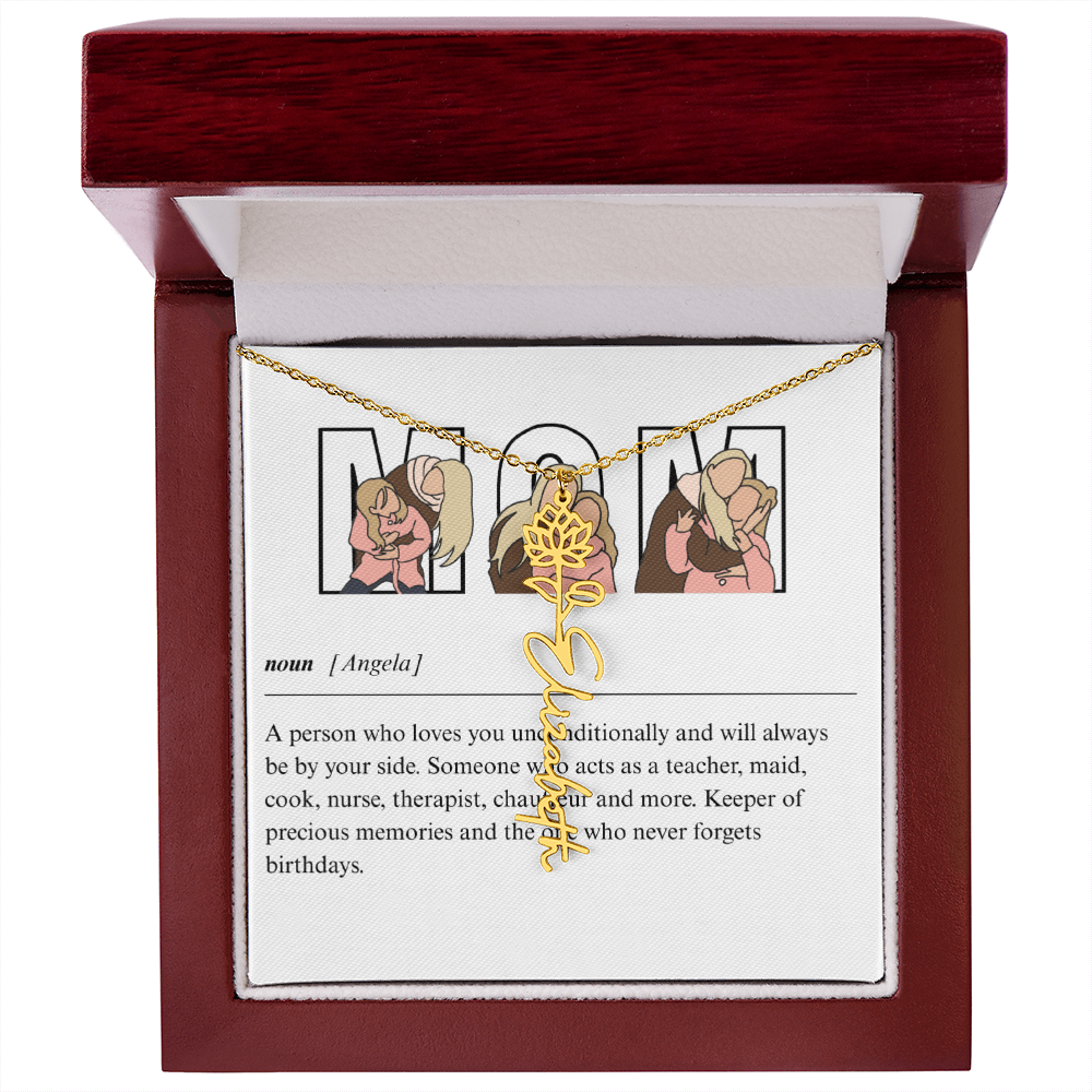 Personalized Mom Flower Name Necklace
