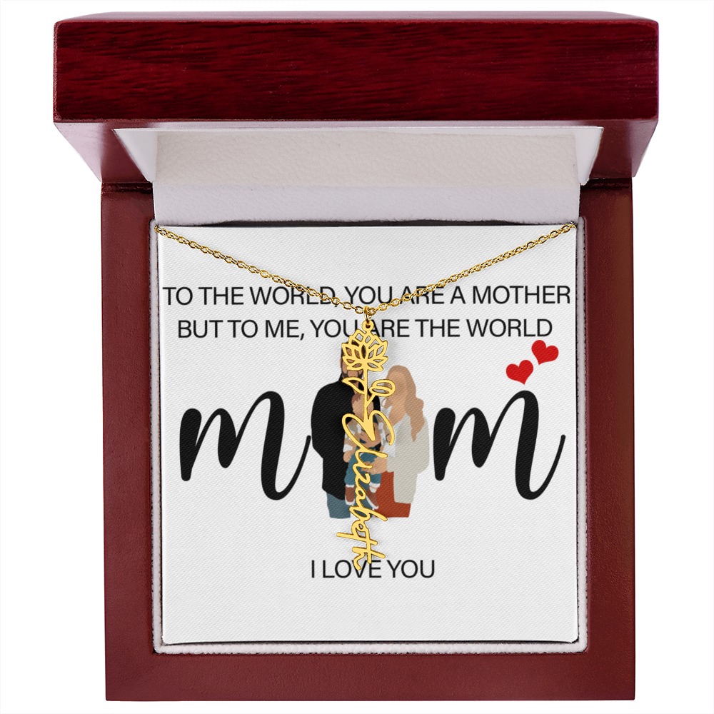 Personalized Mom Flower Name Necklace
