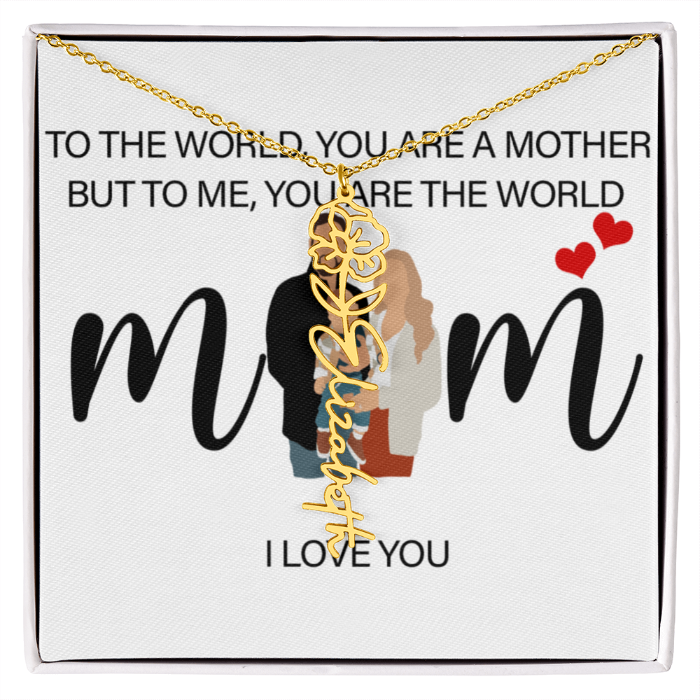 Personalized Mom Flower Name Necklace
