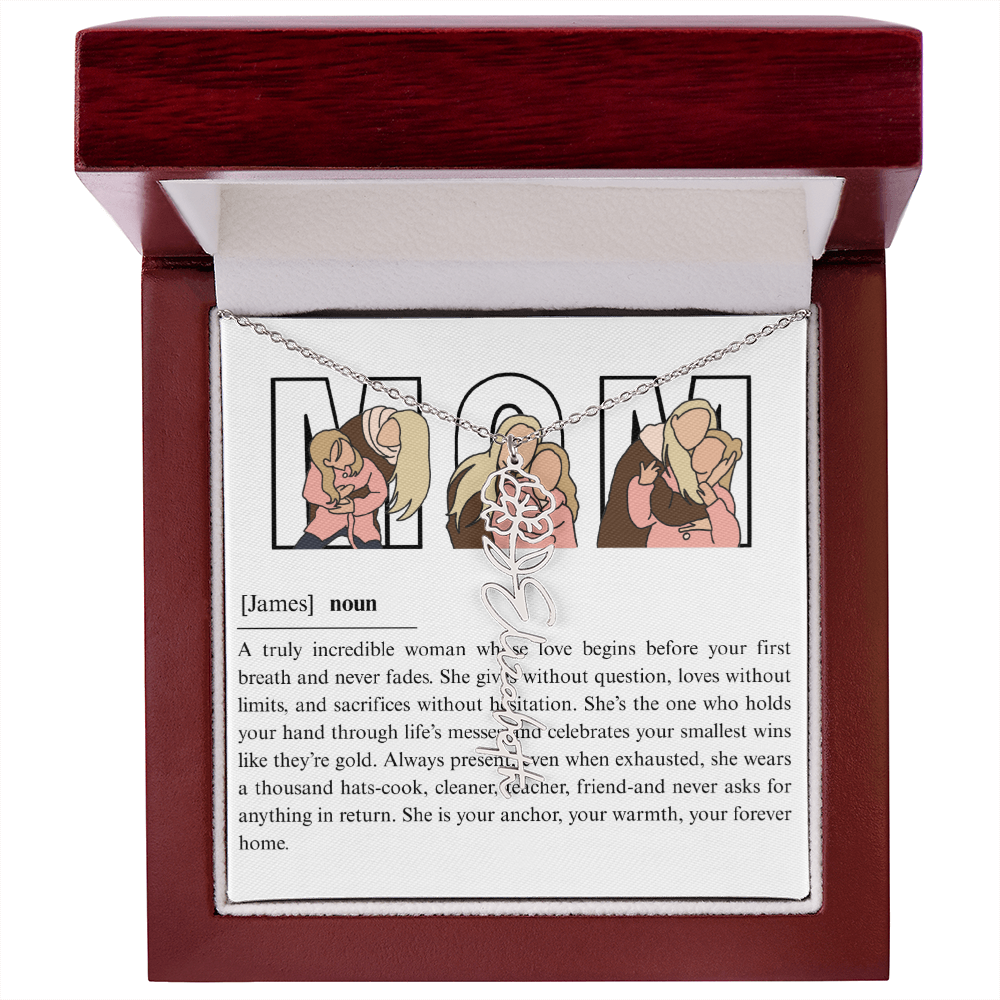Personalized Mom Flower Name Necklace