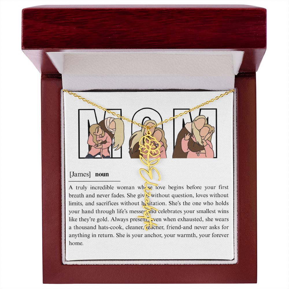 Personalized Mom Flower Name Necklace