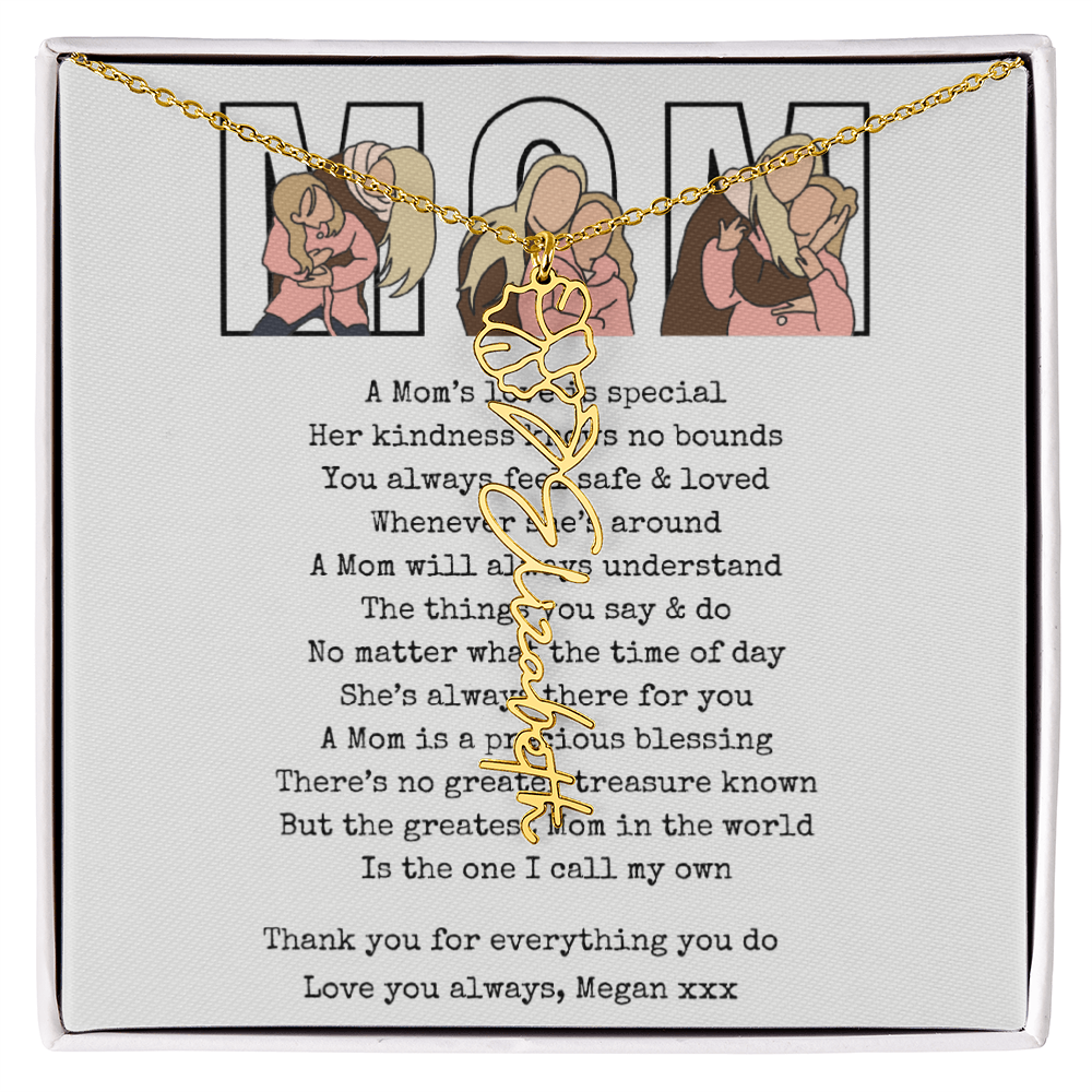 Personalized Mom Flower Name Necklace
