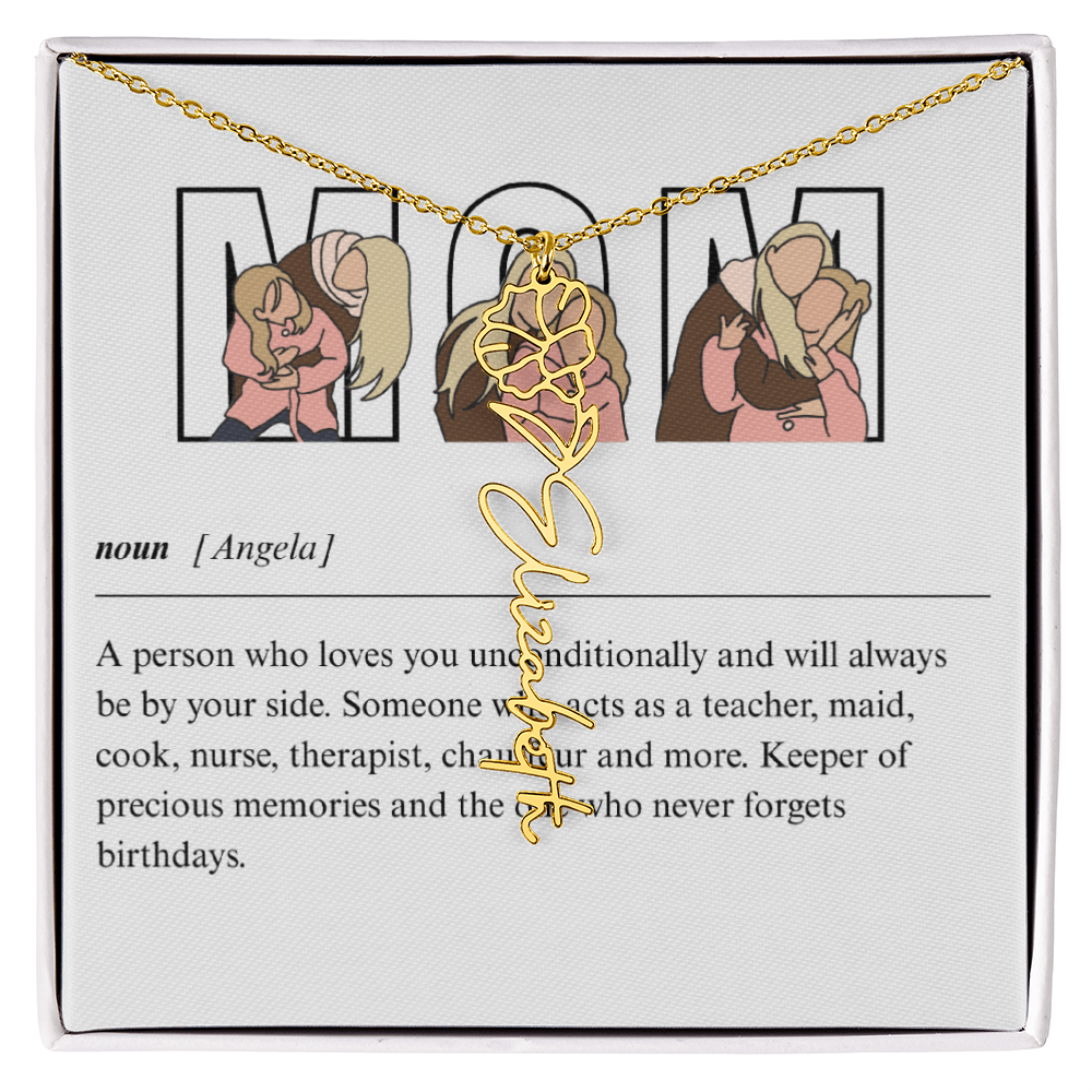 Personalized Mom Flower Name Necklace