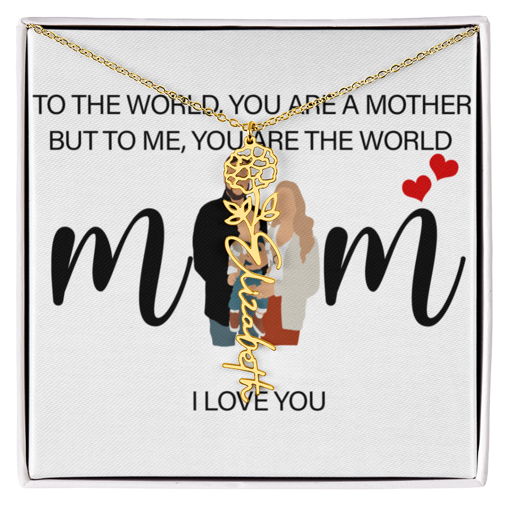 Personalized Mom Flower Name Necklace