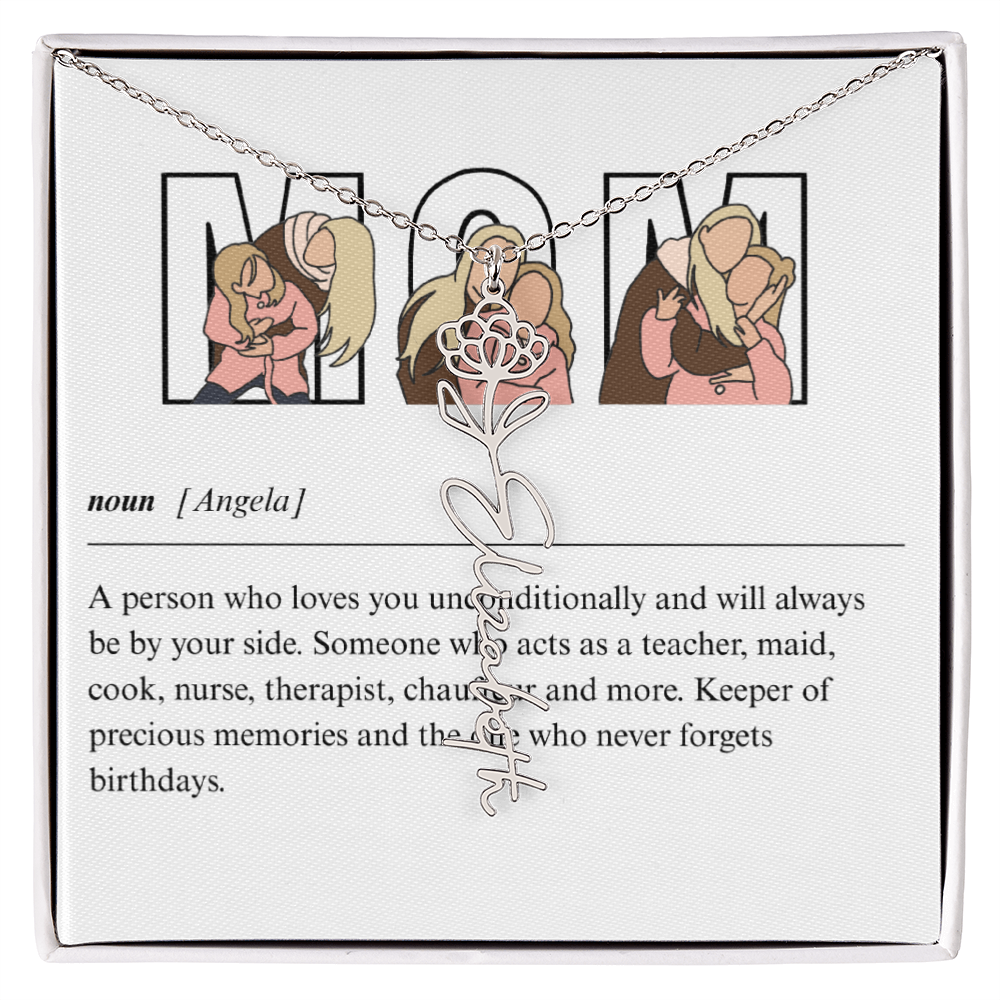 Personalized Mom Flower Name Necklace