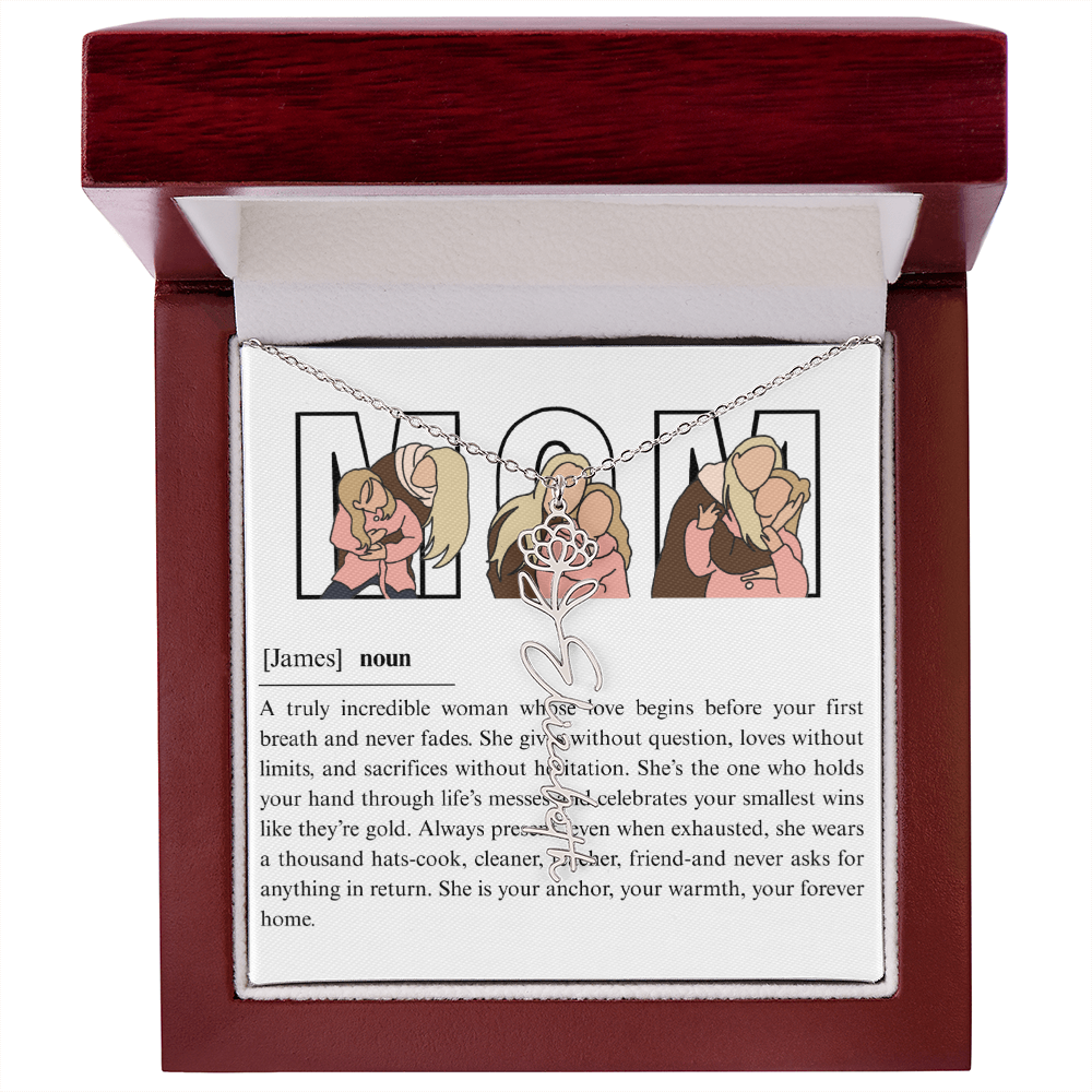 Personalized Mom Flower Name Necklace