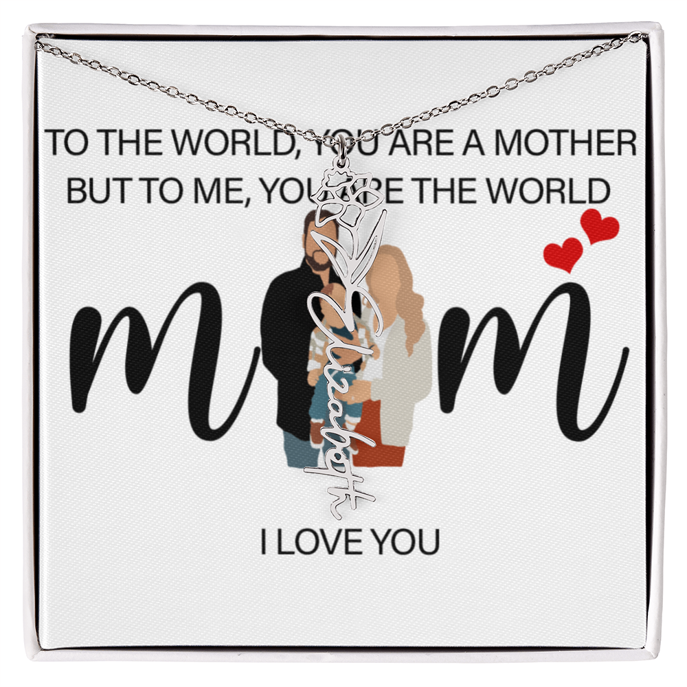 Personalized Mom Flower Name Necklace