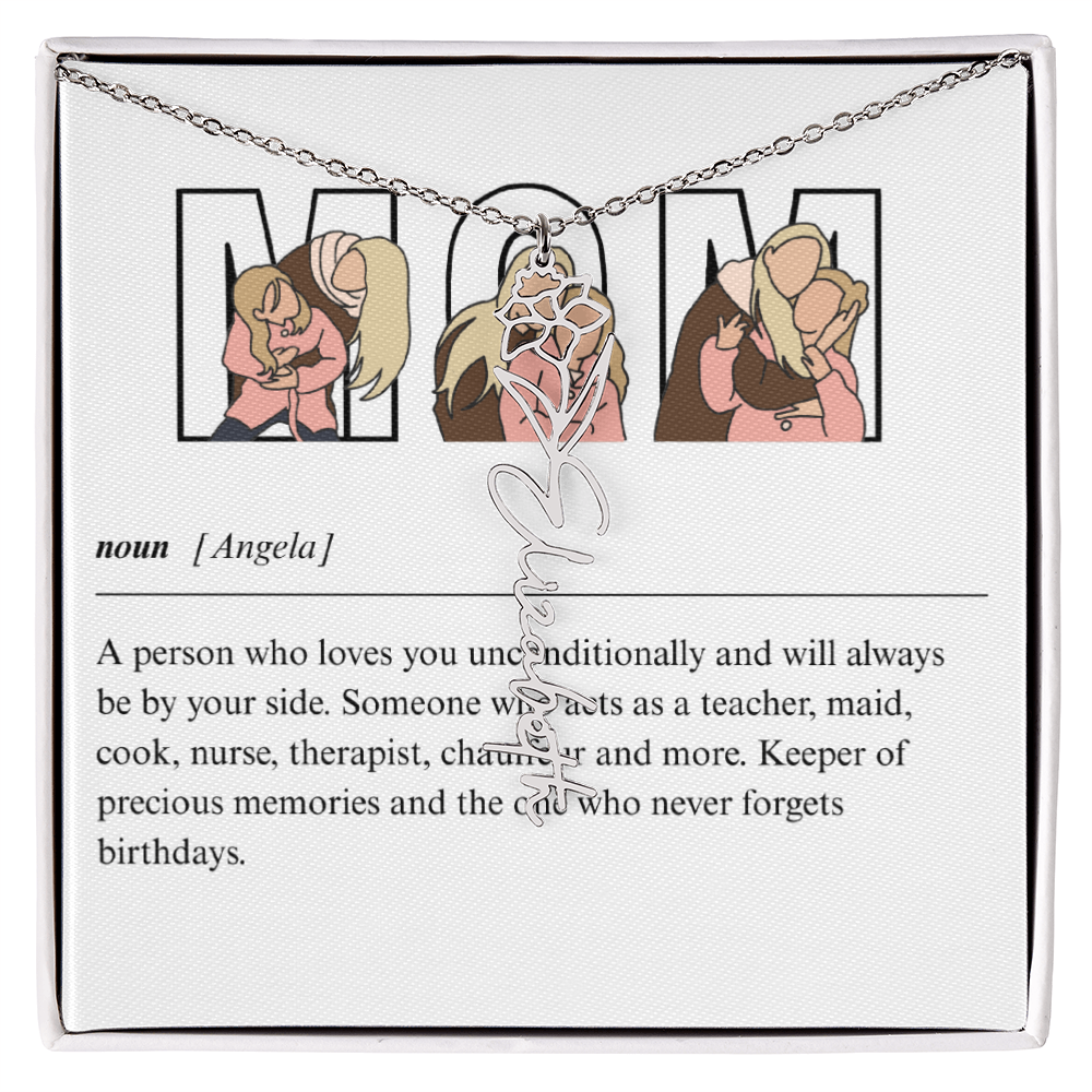Personalized Mom Flower Name Necklace