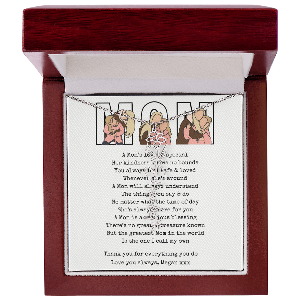 Personalized Mom Flower Name Necklace