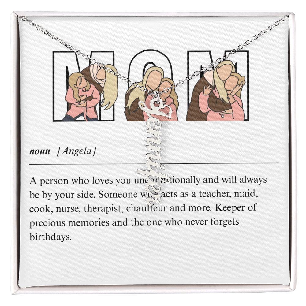 Personalized Mom Multi Vertical Name Necklace