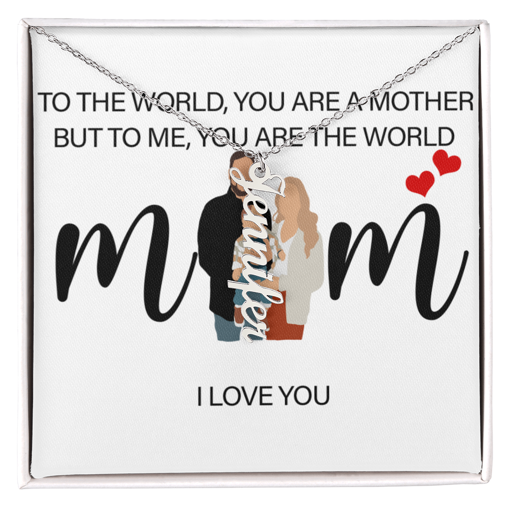 Personalized Mom I Love You Multi Vertical Name Necklace