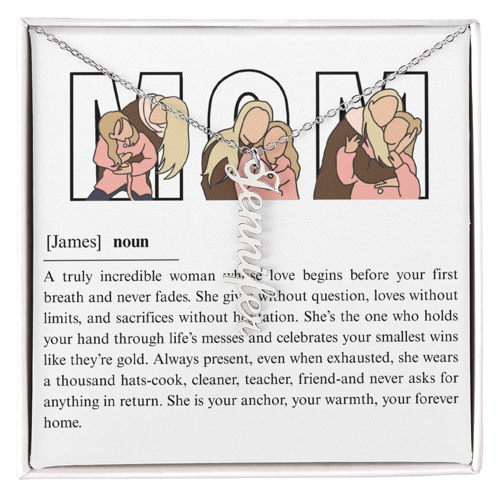 Personalized Mom Multi Vertical Name Necklace