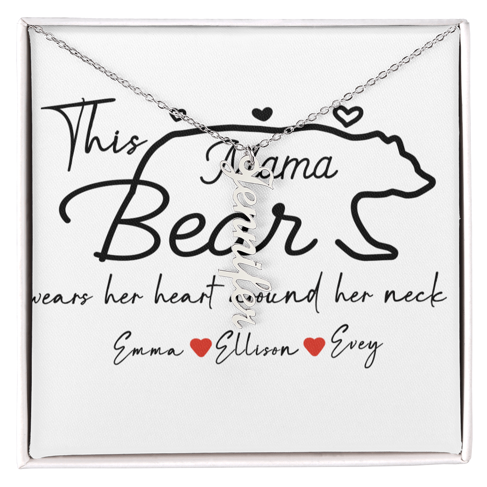 Personalized Mama Bear Multi Vertical Name Necklace