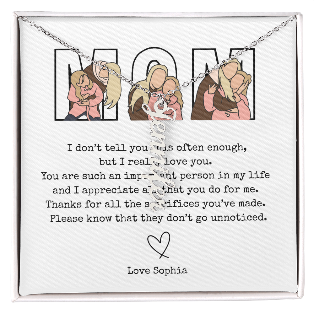 Personalized Mom Multi Vertical Name Necklace