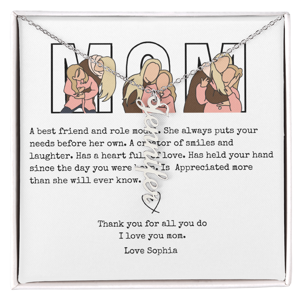 Personalized Mom Multi Vertical Name Necklace