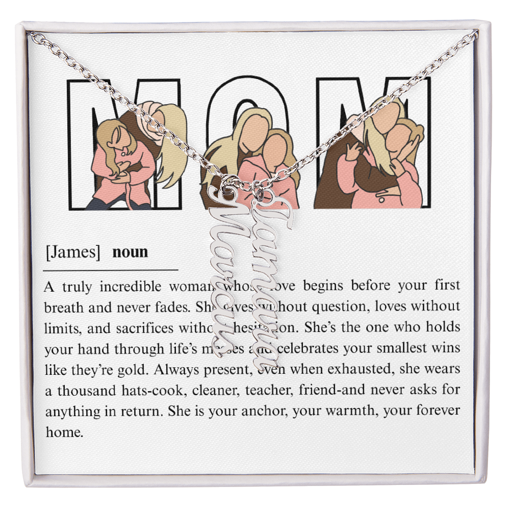 Personalized Mom Multi Vertical Name Necklace