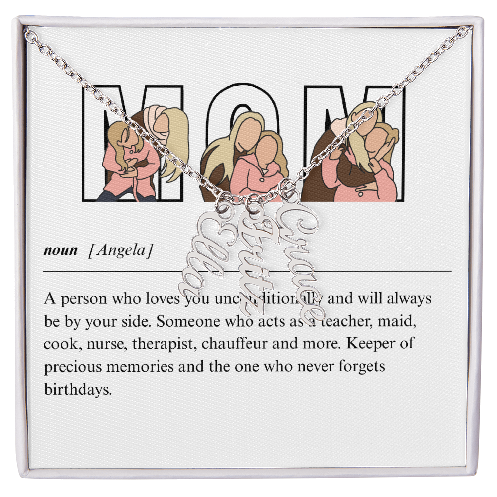 Personalized Mom Multi Vertical Name Necklace