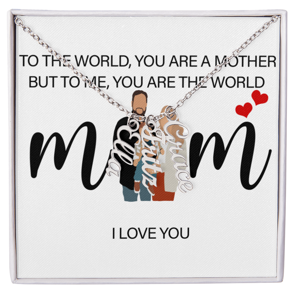Personalized Mom I Love You Multi Vertical Name Necklace